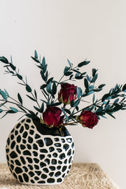 Small Dried Rose and Eucalyptus Flowers in Vase, Fall Home Decor Centerpiece, Thanksgiving Table Decoration, Bulk Wholesale