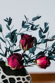 Small Dried Rose and Eucalyptus Flowers in Vase, Fall Home Decor Centerpiece, Thanksgiving Table Decoration, Bulk Wholesale