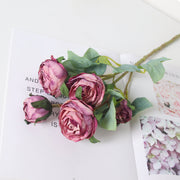 20 Inch Burnt Peony Spray Stems 6 Pcs Artificial Silk Fall Flowers Branches