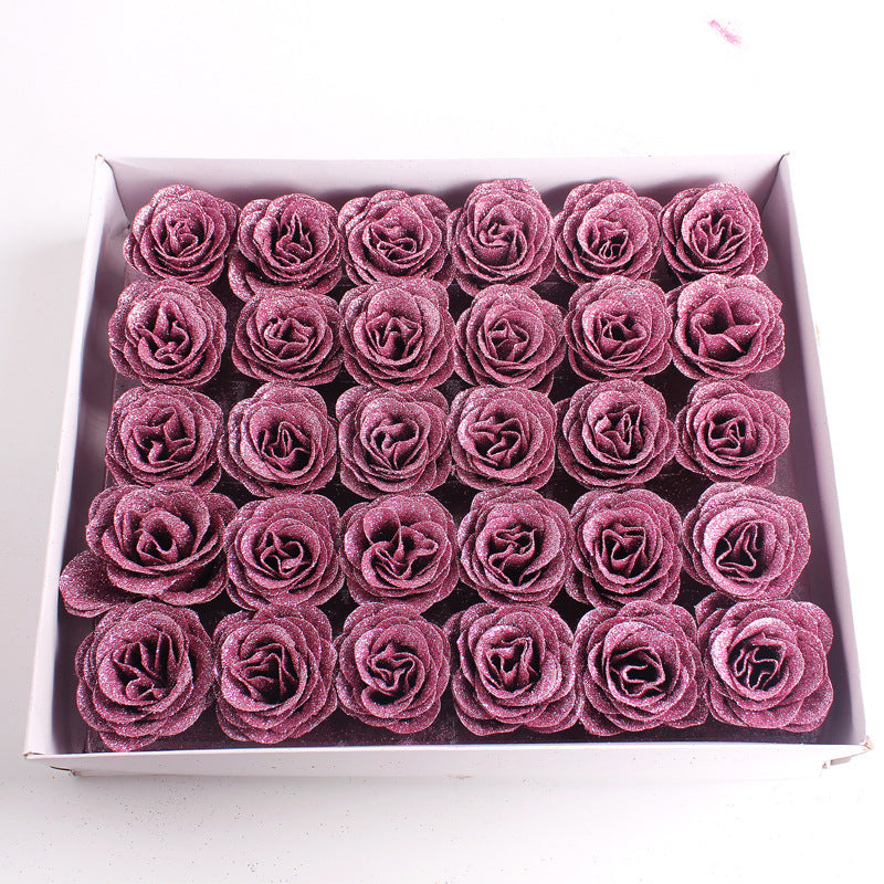 30 Pcs Artificial Glitter Roses Bouquet, 12 Inch DIY Silk Flowers for Weddings Anniversary