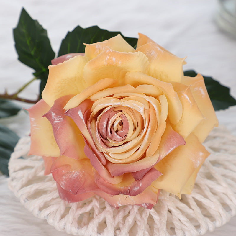 3 Pcs Vintage 1970s Style Silk Rose Stems Wedding Flower Arrangement