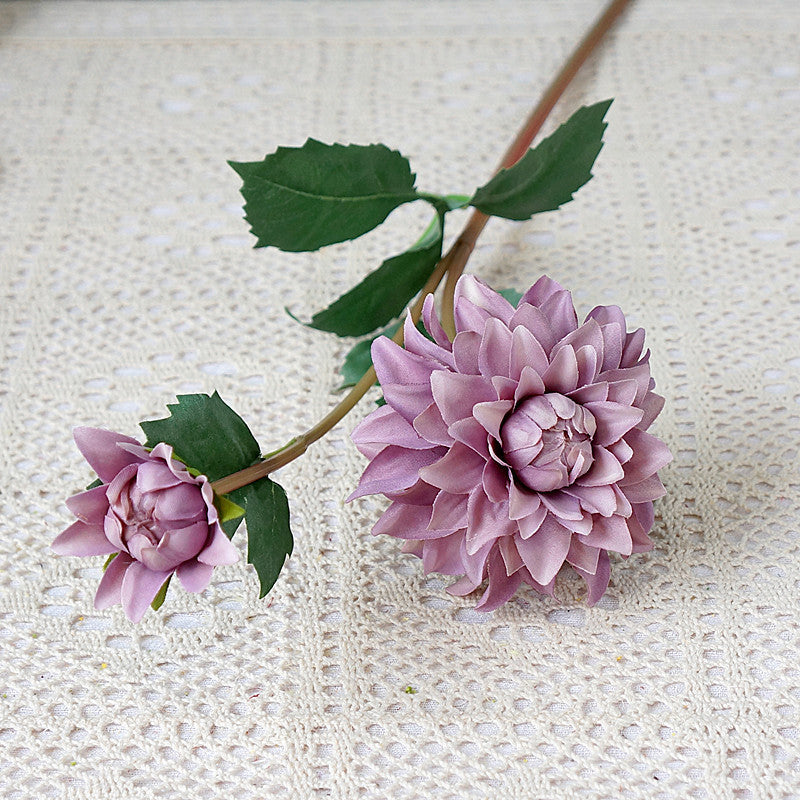 21 Inch Artificial Purple Dahlia Stems 10 Pcs Bulk Autumn Flowers Decoration
