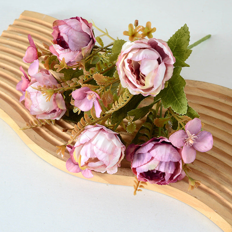 11 Inch Small Artificial Peony Bush Bouquet 10 Pcs Bulk Wedding Craft Flowers