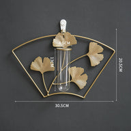 Bulk Wall Mounted Gold Metal Plant Stand with Glass Tube Vase Hanging Planter for Home Living Room Office Decor Wholesale