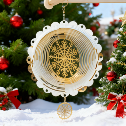 3D Snowflake Mandala Wind Spinner - Whimsical Metal Garden Ornament & Christmas Decor That Dances in the Breeze