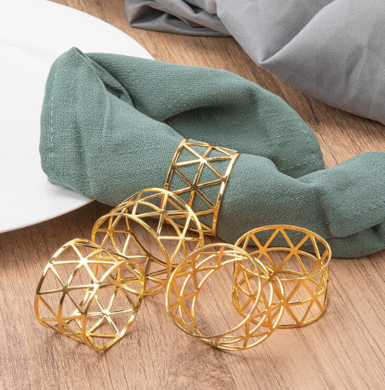 Bulk 12 Pcs triangular Metal Napkin Rings Suitable for Hotel Wedding Holiday Party Decoration Wholesale