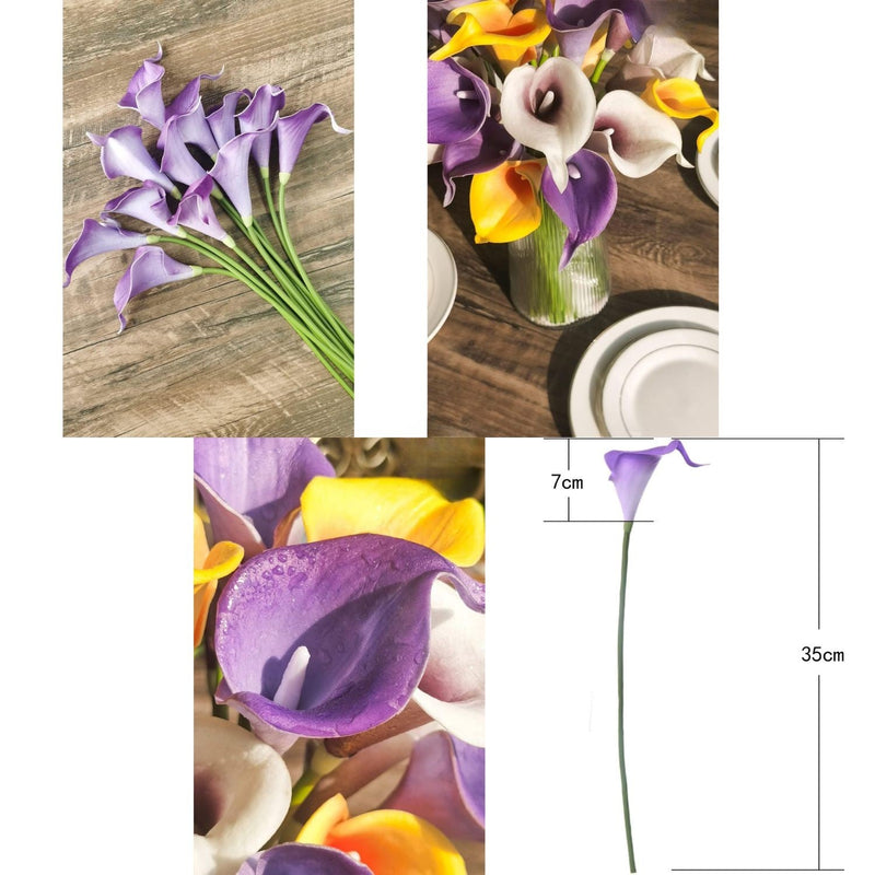 12 Pcs Artificial Calla Lilies Bouquet Stems, 12 Inch Velvety Teal Blue Silk Flowers for Wedding and Home Decor