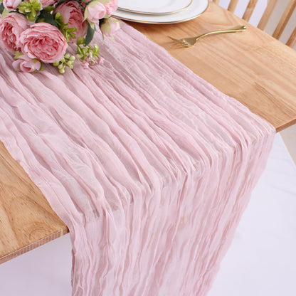 Bulk 120" Pink Cheesecloth Table Runner Spring  Boho Rustic Gauze Table Runner for Wedding Baby Shower and Birthday Party Decor Wholesale