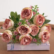 Wedding Floral Backdrop Artificial Peony Bush - 11.8" 10-Head Silk Decor for Venue Styling