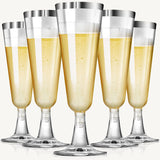 Bulk 40 Pcs Plastic Champagne Flutes 5.5 oz Disposable Clear Mimosa Glasses for Wedding New Year Cocktail Party Wholesale