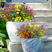 16 Bundles Artificial Outdoor Plastic Flowers UV Resistant Mixed Plants Bulk