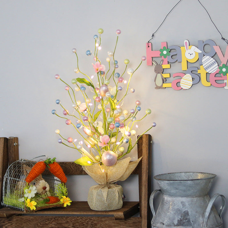 17 Inch Easter Decoration Tree with Eggs, Berries, and Lights – Bulk Artificial Floral Arrangement