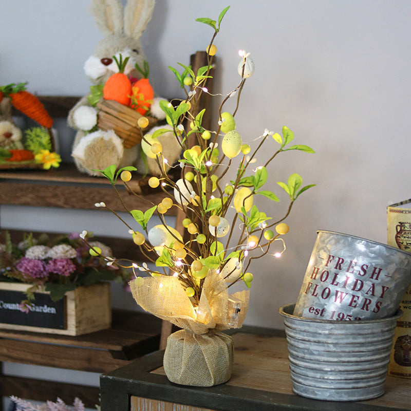 17 Inch Easter Decoration Tree with Eggs, Berries, and Lights – Bulk Artificial Floral Arrangement