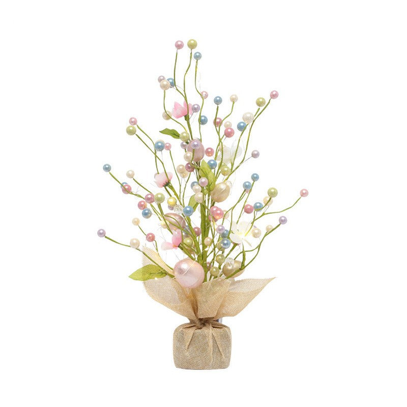 17 Inch Easter Decoration Tree with Eggs, Berries, and Lights – Bulk Artificial Floral Arrangement