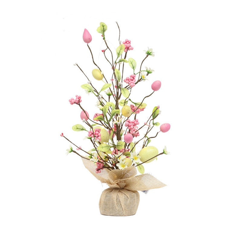 17 Inch Easter Decoration Tree with Eggs, Berries, and Lights – Bulk Artificial Floral Arrangement