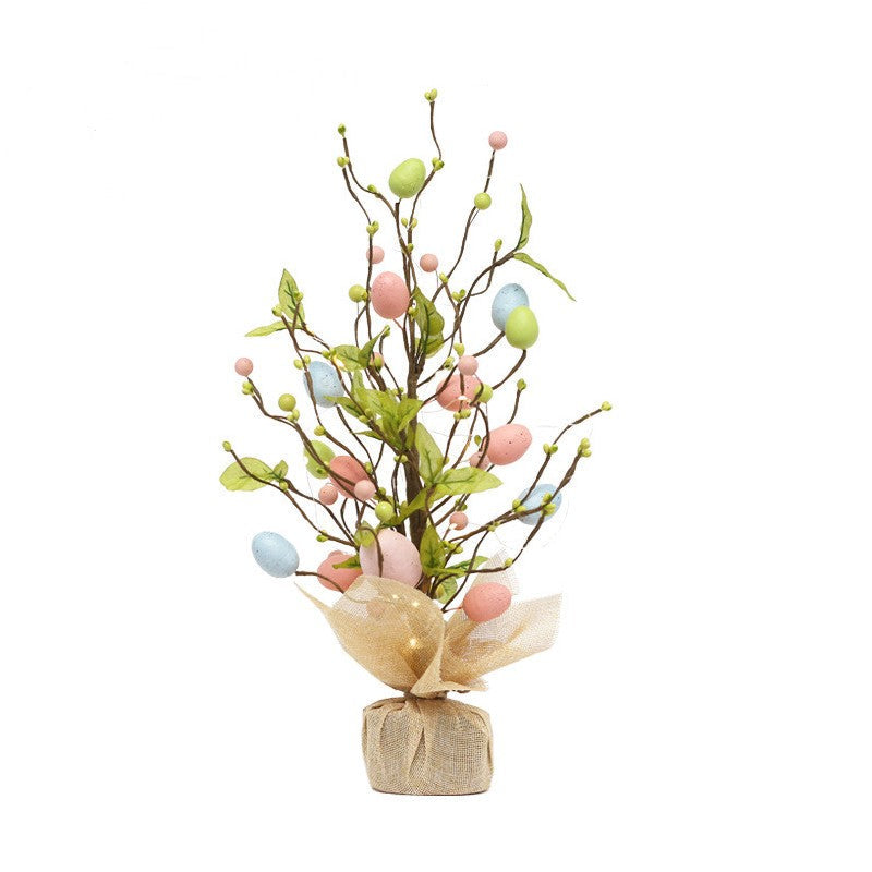 17 Inch Easter Decoration Tree with Eggs, Berries, and Lights – Bulk Artificial Floral Arrangement