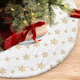 Bulk 48 Inch Christmas Tree Skirt White Plush with Silver Sequin Snowflakes for Xmas Tree Holiday Party Decorations Wholesale