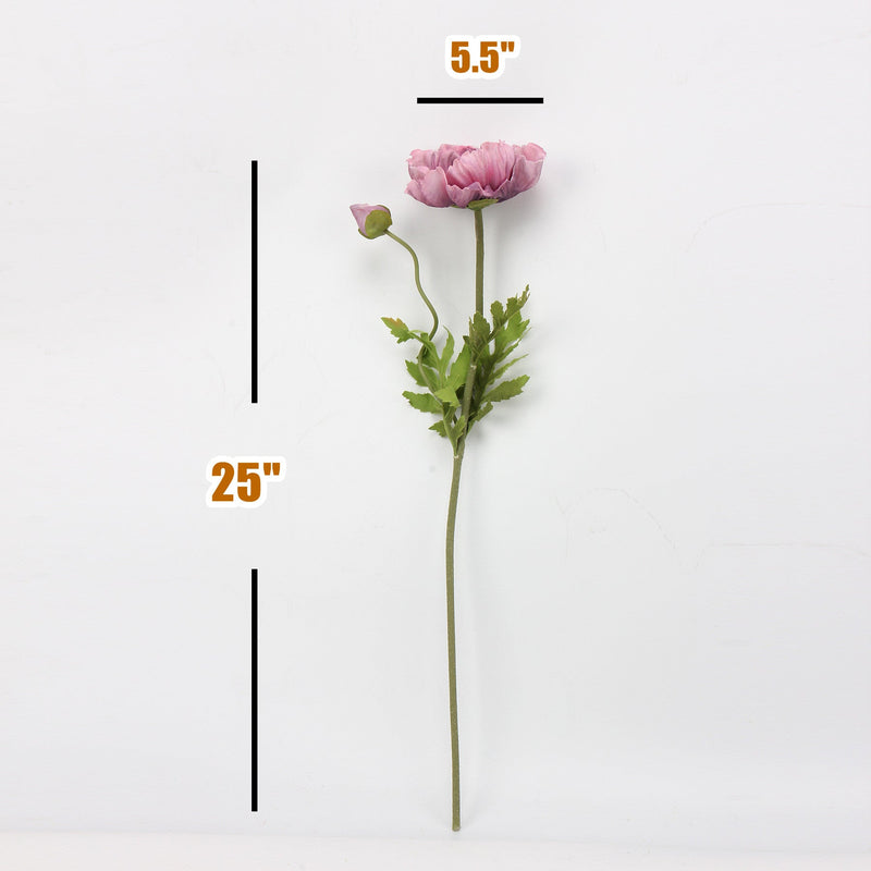25 Inch Autumn Burnt Orange Poppy Spray Stems 6 Pcs Artificial Fall Winter Floral Decor