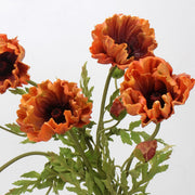 25 Inch Autumn Burnt Orange Poppy Spray Stems 6 Pcs Artificial Fall Winter Floral Decor