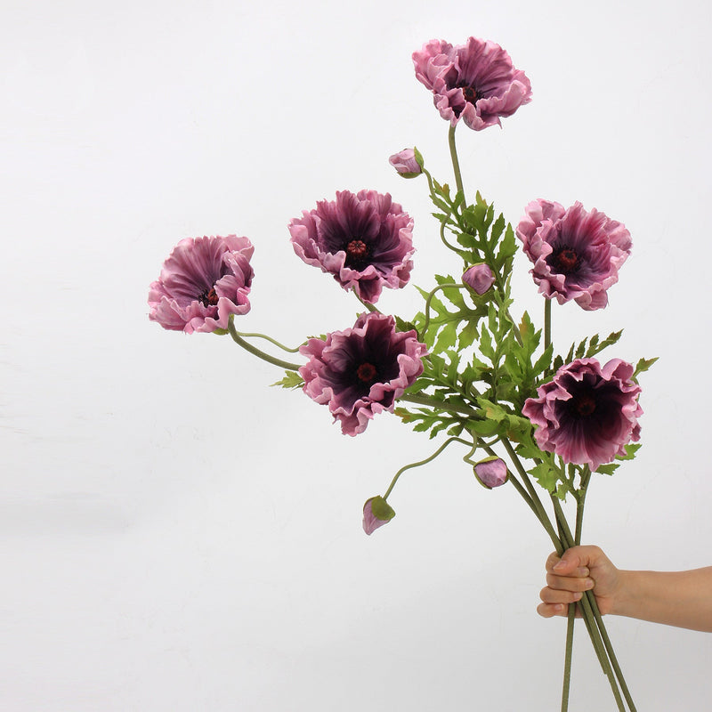 25 Inch Autumn Burnt Orange Poppy Spray Stems 6 Pcs Artificial Fall Winter Floral Decor
