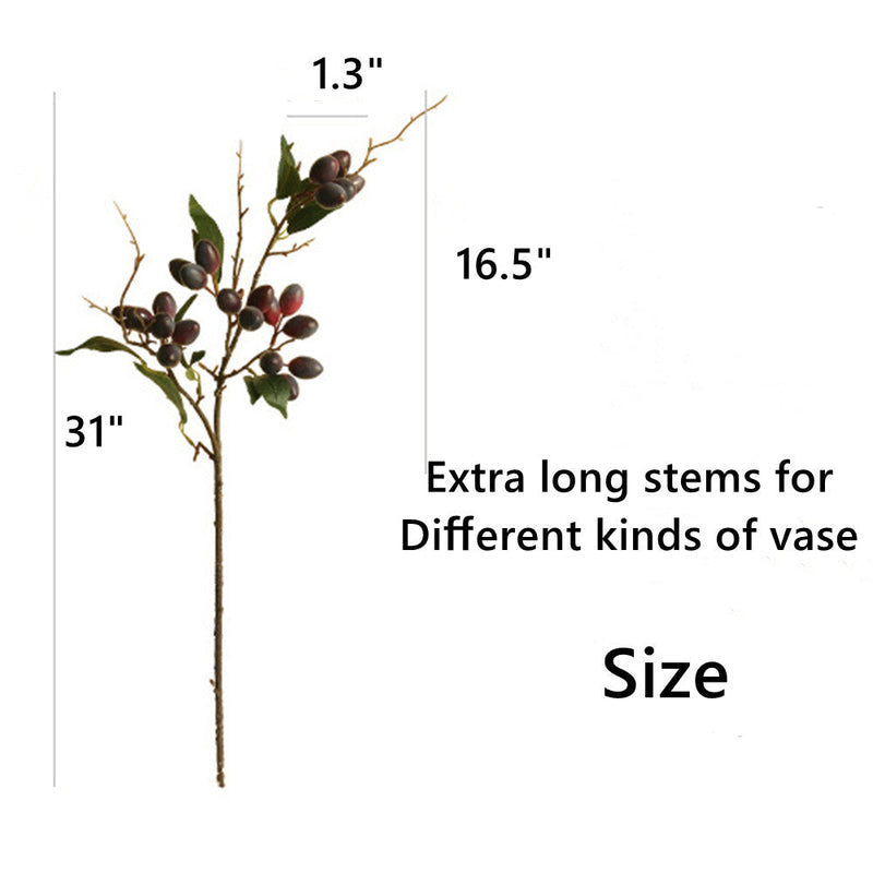 31 Inch Artificial Olive Fruit Branches 10 Pcs Extra Long Silk Tree Plant Stems