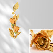 35 Inch Extra Long Glitter Rose Christmas Stem Ornaments Bulk Artificial Flowers