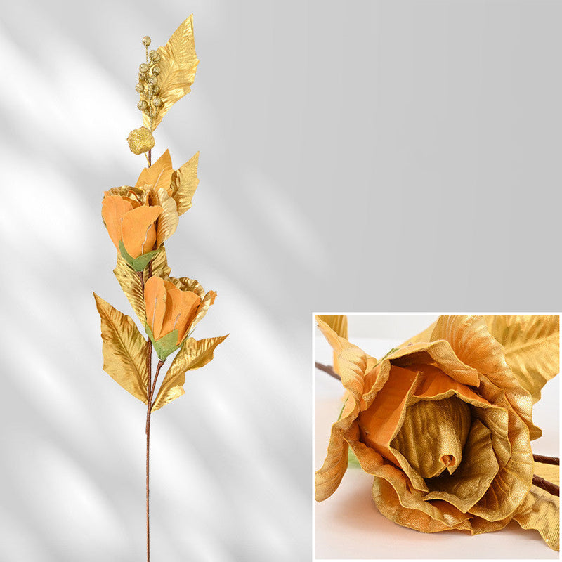 35 Inch Extra Long Glitter Rose Christmas Stem Ornaments Bulk Artificial Flowers