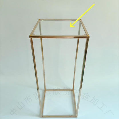Bulk Gold Geometric Square Aisle Flower Stand for Party Flowers Display Pedestal Stand Wedding and Birthday Decor Wholesale