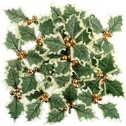 50 Pcs Artificial Christmas Holly Berries with Greenery Leaves Bulk Pack for Decoration