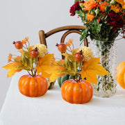 3 Pcs Artificial Pumpkin Flower Arrangements Autumn Potted Plants for Table Decor