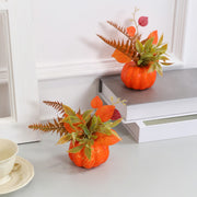 3 Pcs Artificial Pumpkin Flower Arrangements Autumn Potted Plants for Table Decor