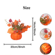 3 Pcs Artificial Pumpkin Flower Arrangements Autumn Potted Plants for Table Decor
