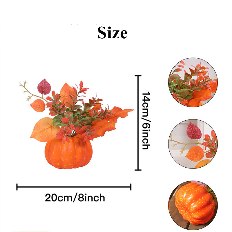 3 Pcs Artificial Pumpkin Flower Arrangements Autumn Potted Plants for Table Decor