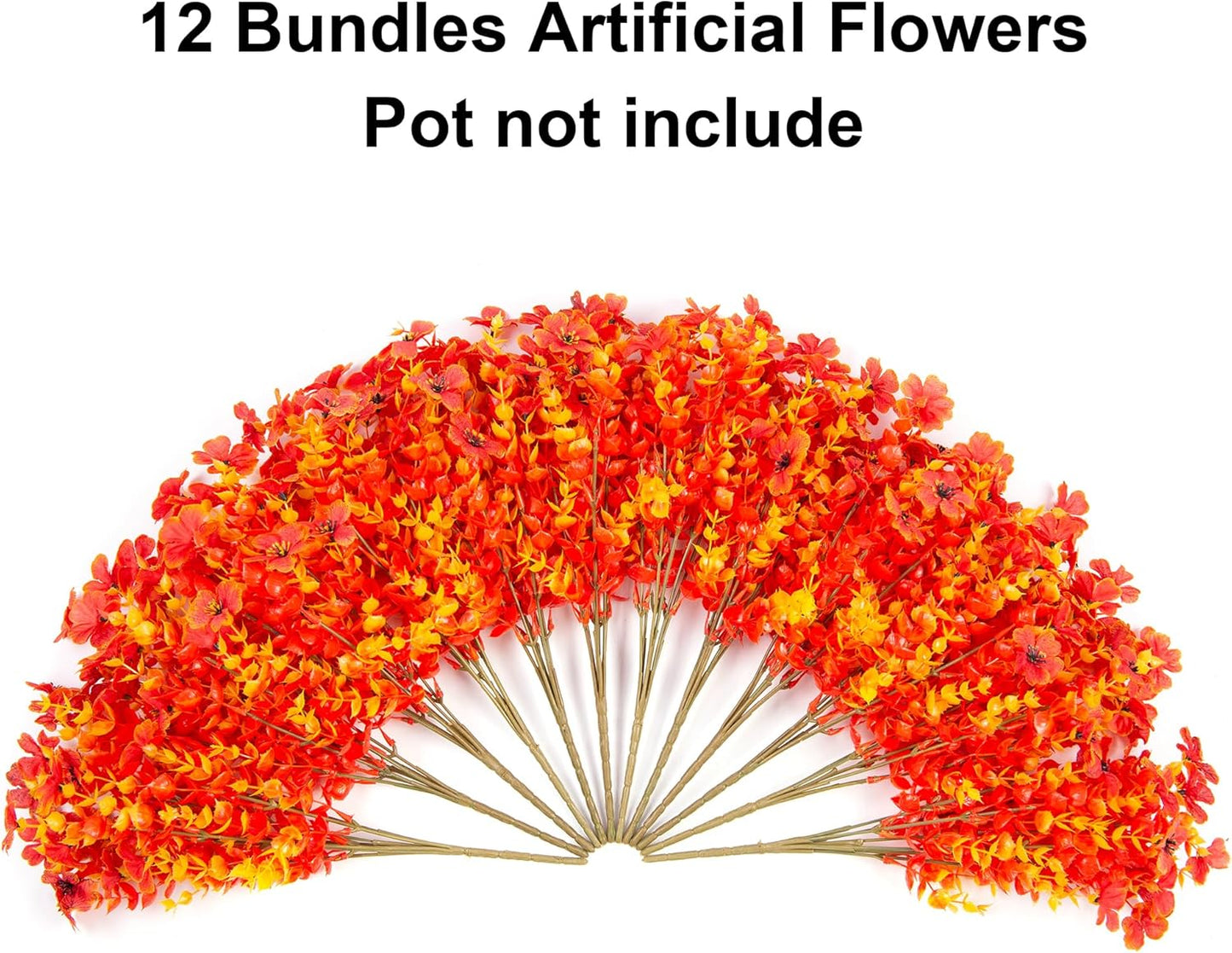 Artificial Eucalyptus & Violet Flower Bundles - 13.8 in Faux Greenery for Wedding & Event Decor, 12-Pack