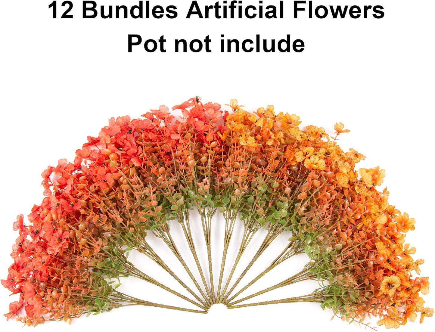 Artificial Eucalyptus & Violet Flower Bundles - 13.8 in Faux Greenery for Wedding & Event Decor, 12-Pack