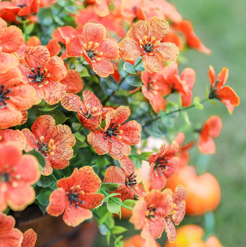 12 Bundles Artificial Flowers Plants UV Resistant Outdoor Planter Porch Patio Garden