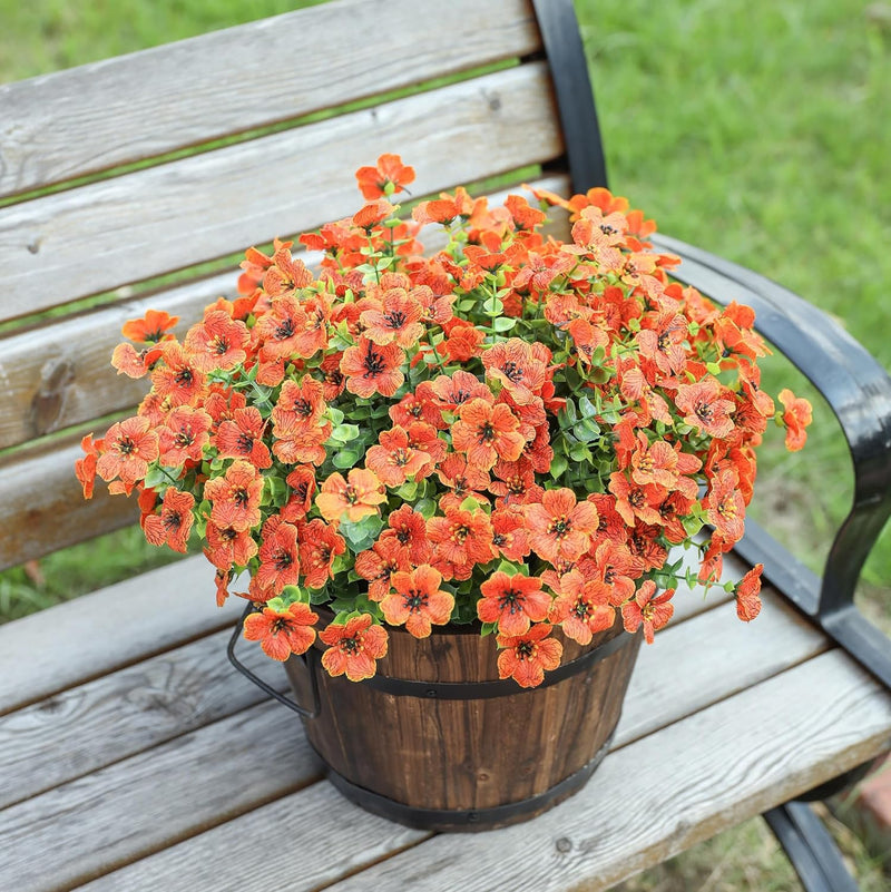 12 Bundles Artificial Flowers Plants UV Resistant Outdoor Planter Porch Patio Garden