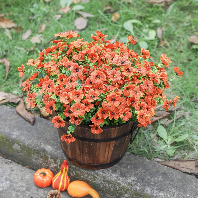 12 Bundles Artificial Flowers Plants UV Resistant Outdoor Planter Porch Patio Garden