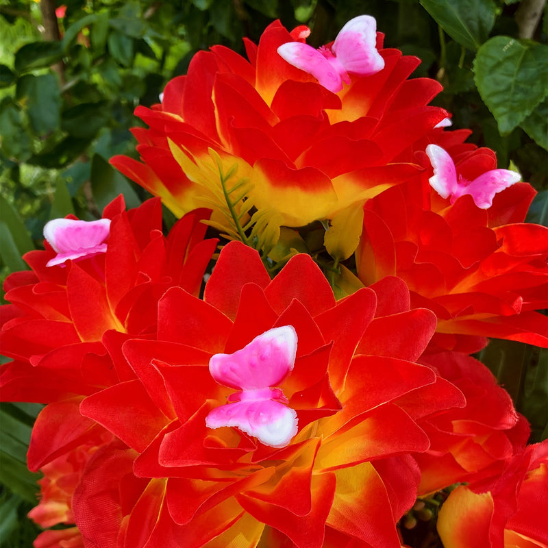18 Inch 24 Stems Fall Artificial Sunset Flowers with Vase for Cemetery Grave Memorial Decor