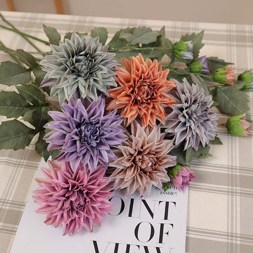 6 Pcs 25 Inch Artificial Silk Fall Dahlia Stem Sprays for Party Decorations Bulk