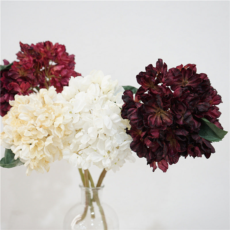 13 Inch Burnt Orange Silk Hydrangea Stems, 10 Pcs Artificial Dried Floral Arrangements