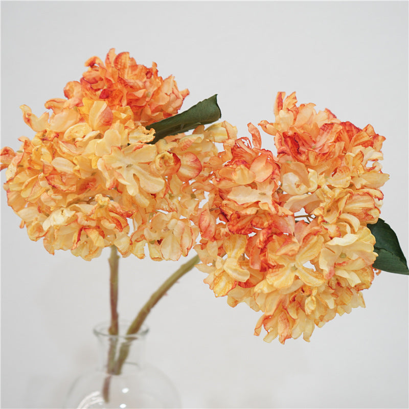 13 Inch Burnt Orange Silk Hydrangea Stems, 10 Pcs Artificial Dried Floral Arrangements