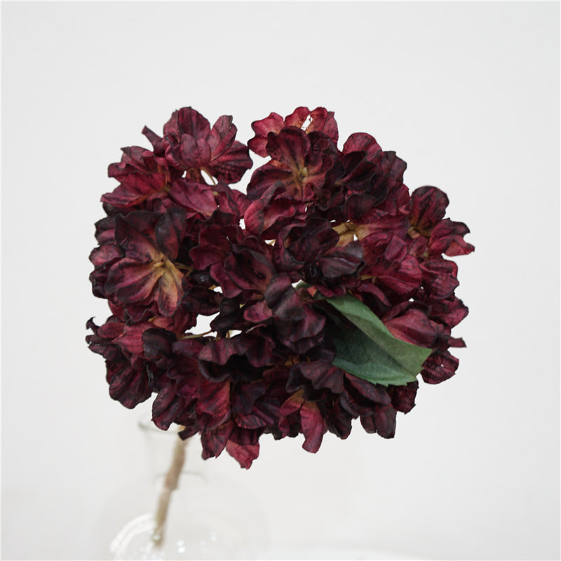 13 Inch Burnt Orange Silk Hydrangea Stems, 10 Pcs Artificial Dried Floral Arrangements