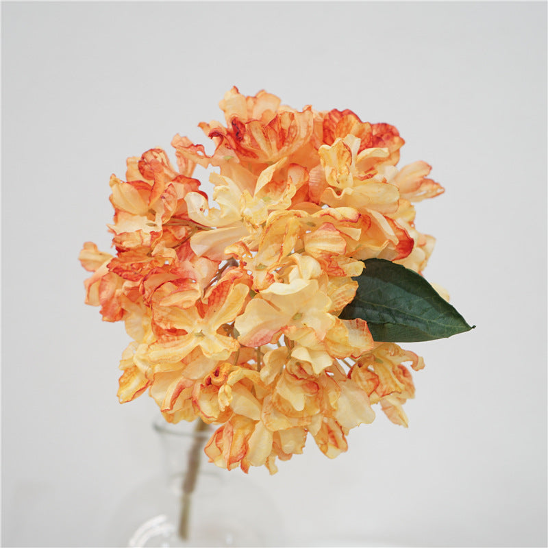 13 Inch Burnt Orange Silk Hydrangea Stems, 10 Pcs Artificial Dried Floral Arrangements