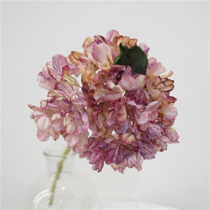 13 Inch Burnt Orange Silk Hydrangea Stems, 10 Pcs Artificial Dried Floral Arrangements
