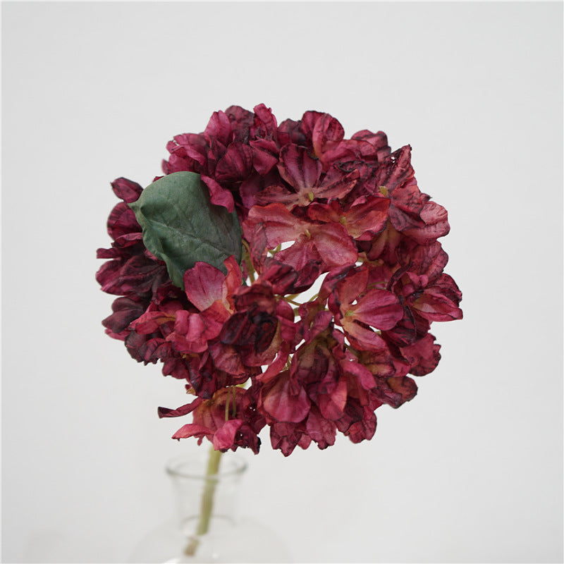 13 Inch Burnt Orange Silk Hydrangea Stems, 10 Pcs Artificial Dried Floral Arrangements