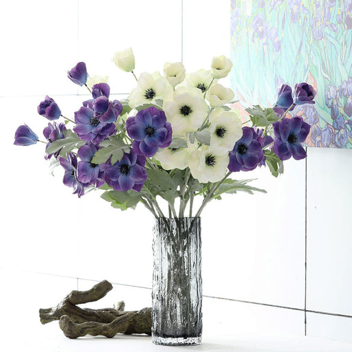 27 Inch Artificial Anemone Flower Stems 6 Pcs Fall Colors Bulk for Thanksgiving Table Centerpieces Home Decor