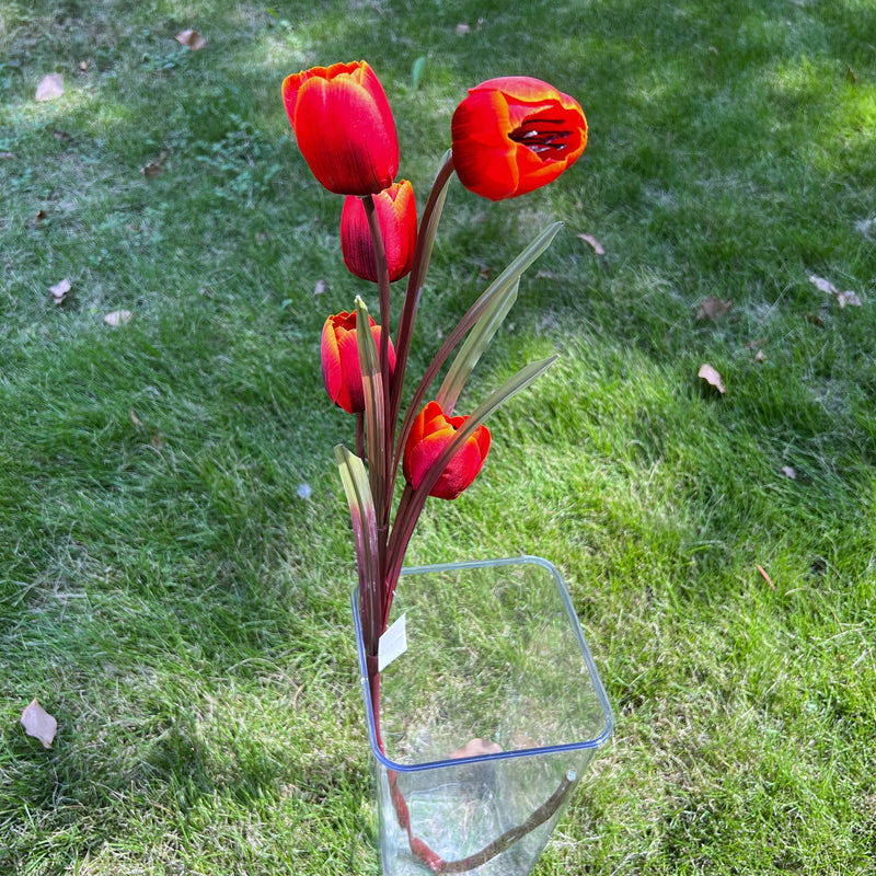 40 Inch Silk Tulip Stems 10 Pcs Orange Red Fall Winter Artificial Flowers