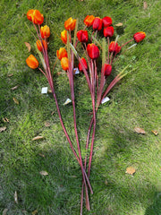 40 Inch Silk Tulip Stems 10 Pcs Orange Red Fall Winter Artificial Flowers