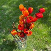 40 Inch Silk Tulip Stems 10 Pcs Orange Red Fall Winter Artificial Flowers